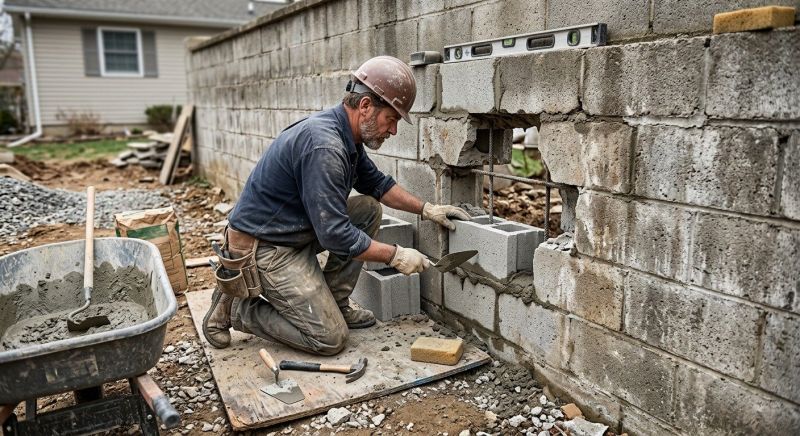 Cinder Block Wall Repair in Belton, TX