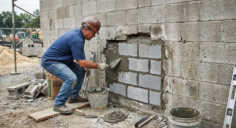 Cinder Block Wall Repair in Troy, TX